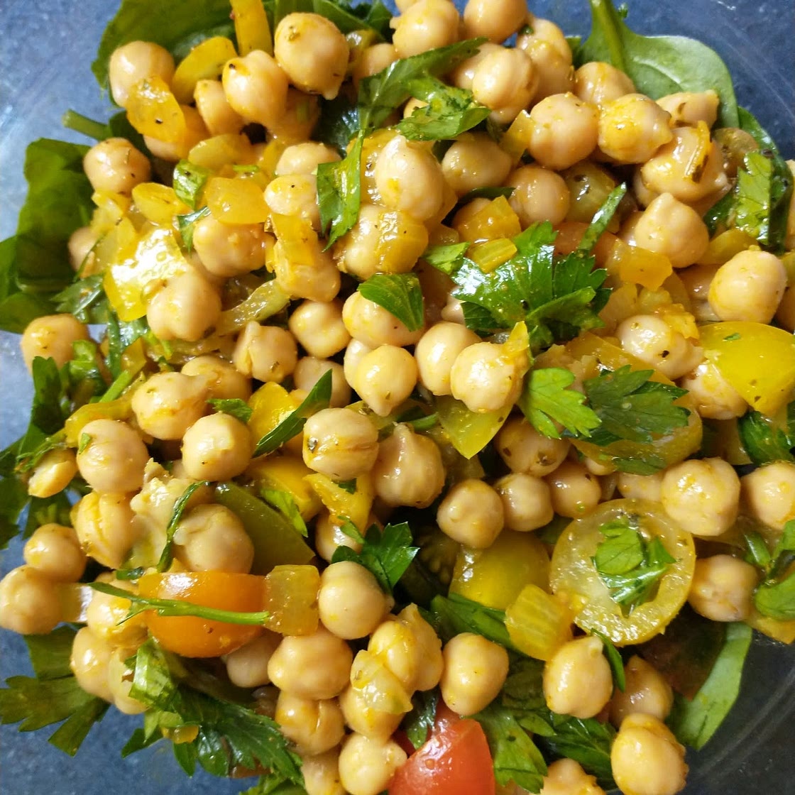 Spinach Salad with Spiced Chickpeas