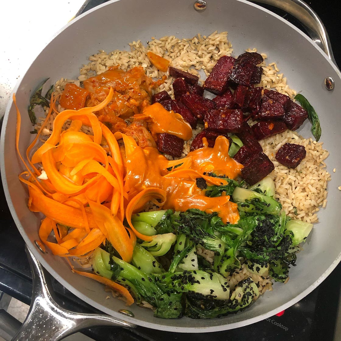 Korean BiBimBap with Gochujang Roasted Beets & Crispy Seeded Rice