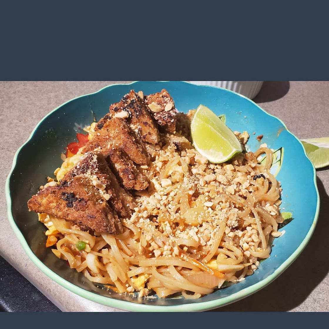 Pad Thai with crispy peanut tofu