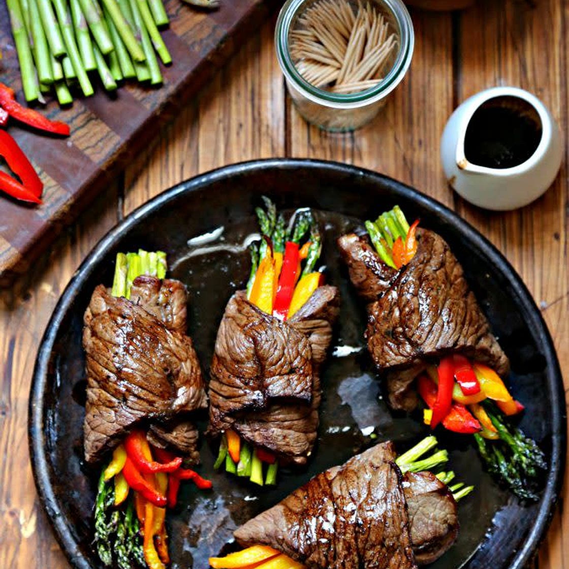 Air Fried Steak and Asparagus Bundles