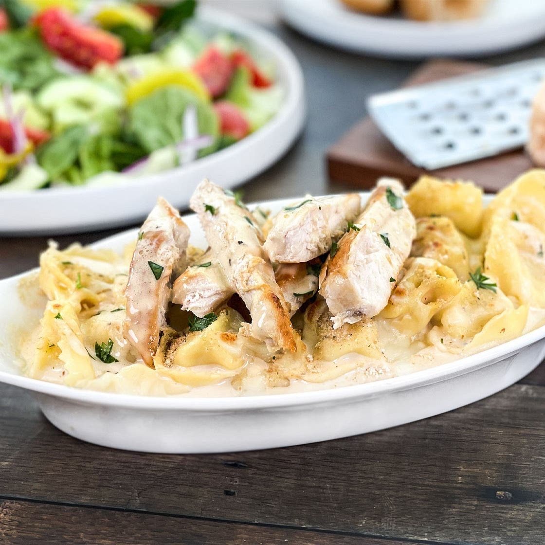 Asiago Tortelloni Alfredo with Grilled Chicken