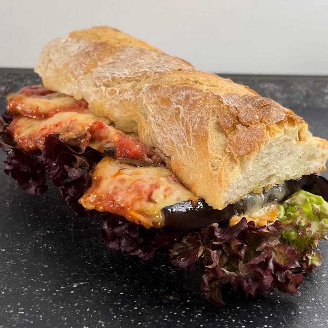 Cheesy eggplant sandwich