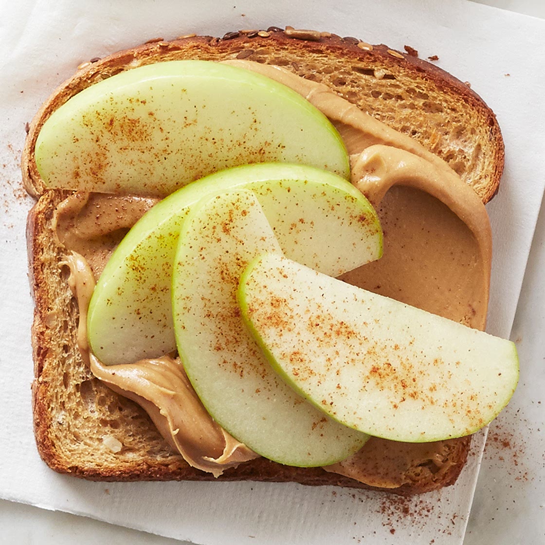 Peanut Butter and Apple-Cinnamon Topped Toast