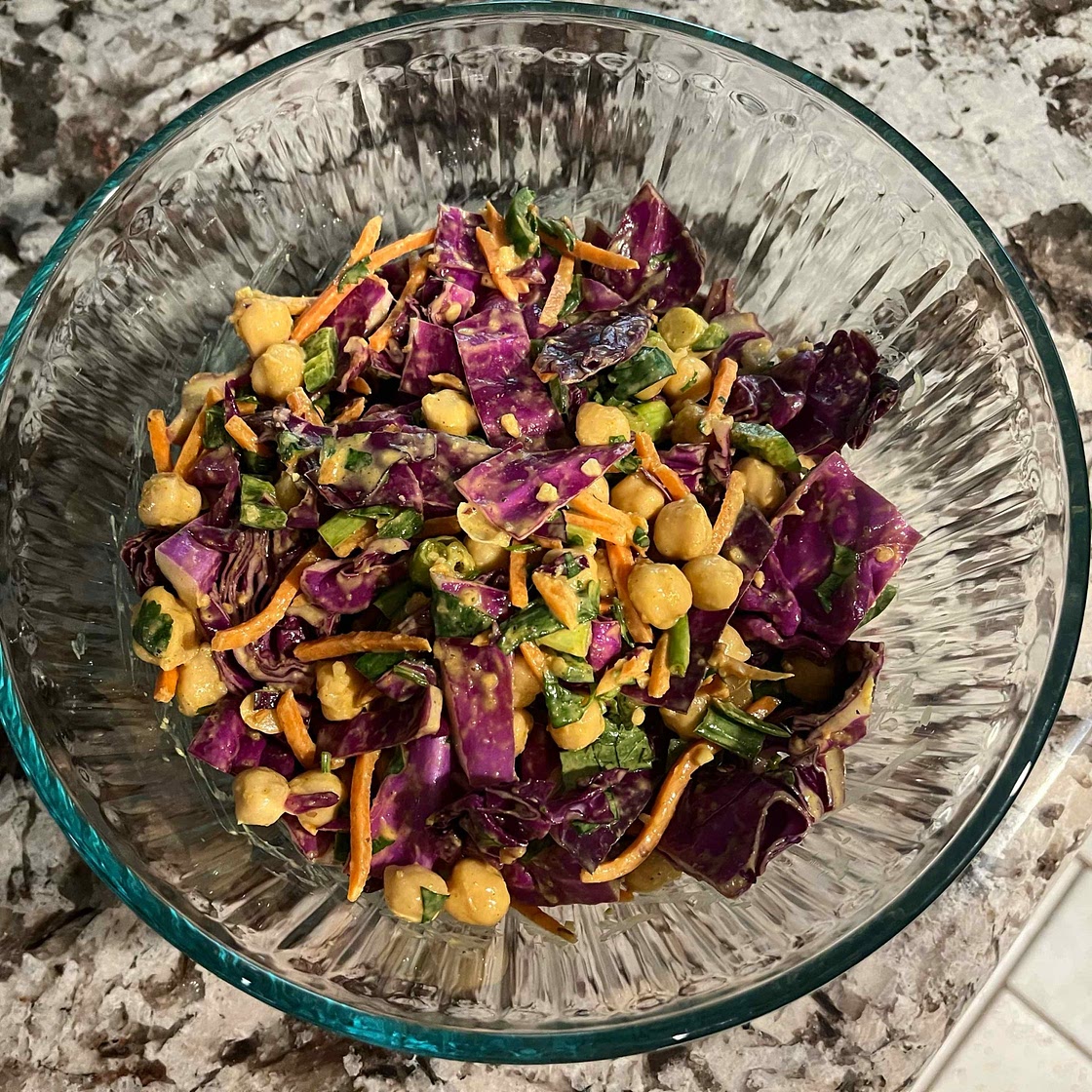 Chopped Thai Chickpea Salad with Curry Peanut Dressing