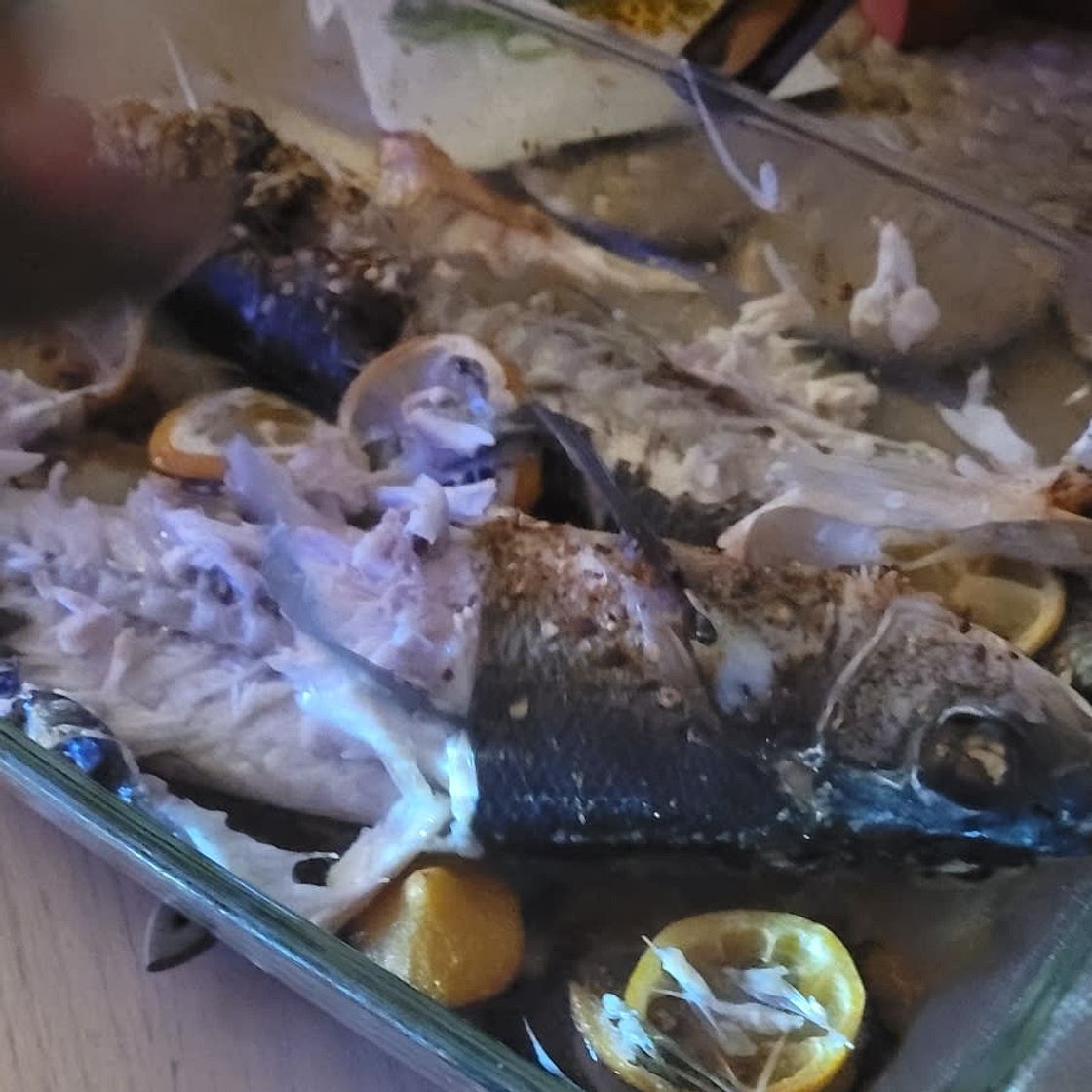 Branzino fish and pasta