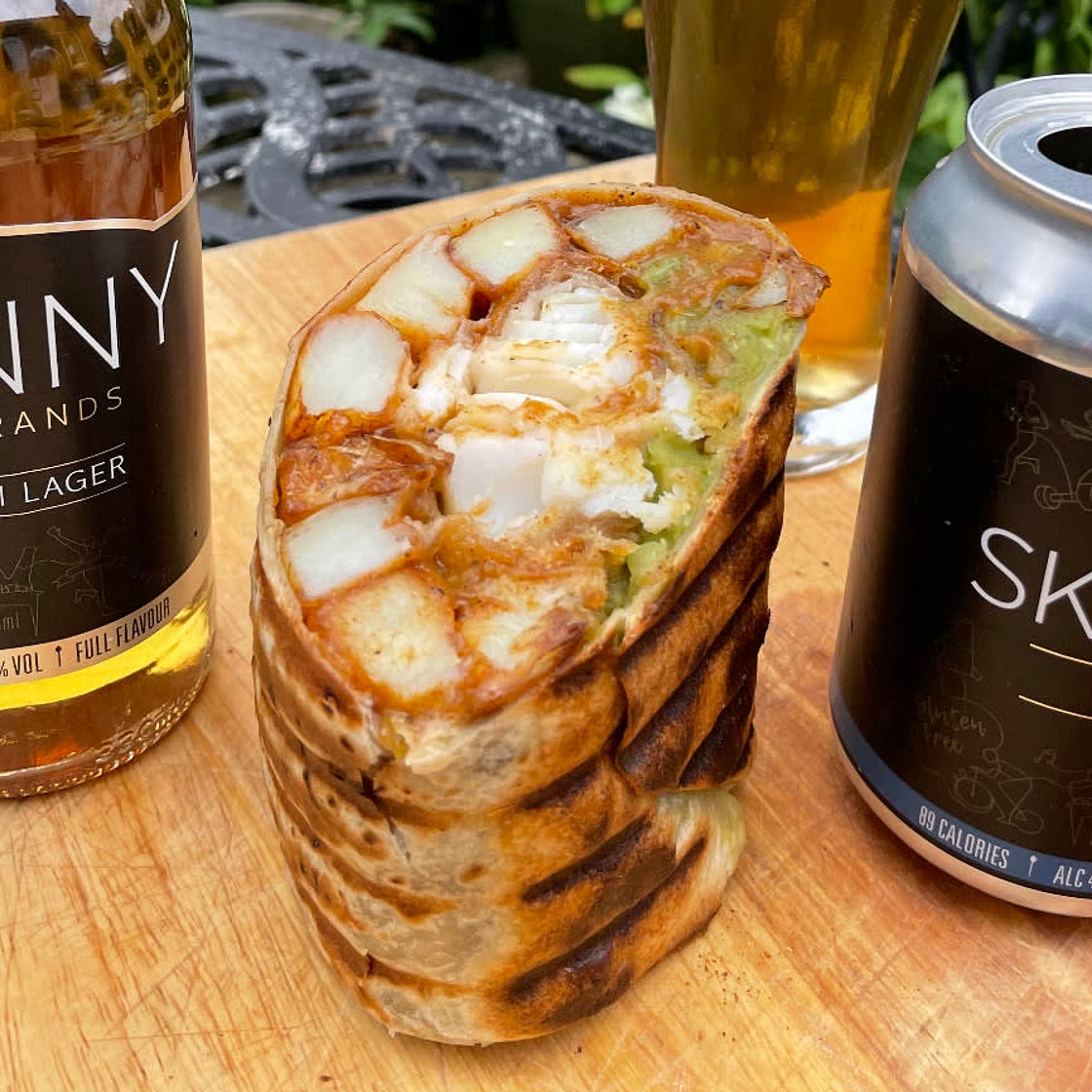 Beer Battered Fish and Chip Burrito