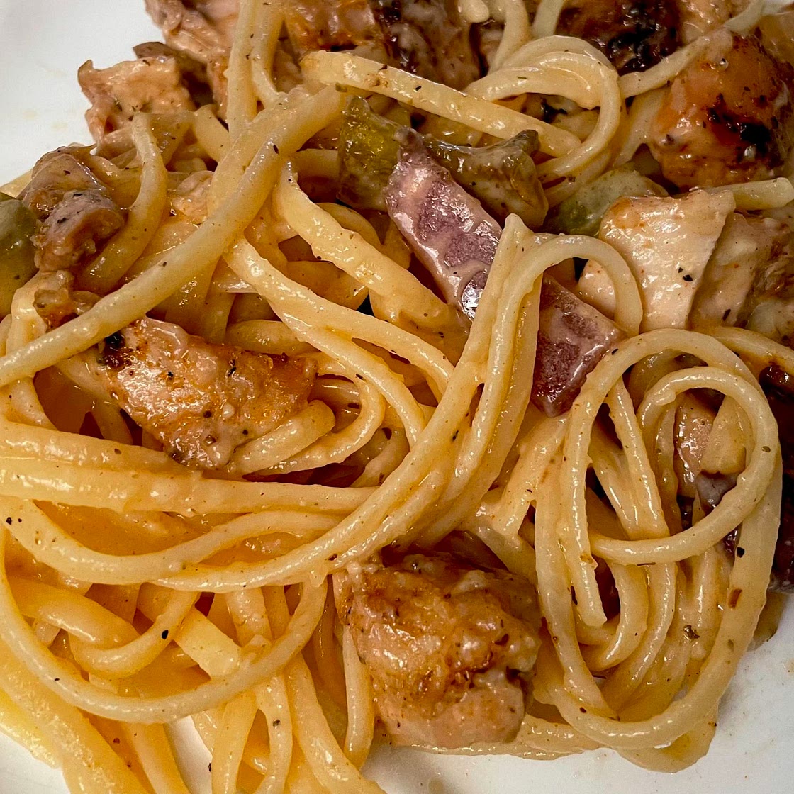 Skinny Cajun chicken fettuccine Alfredo 