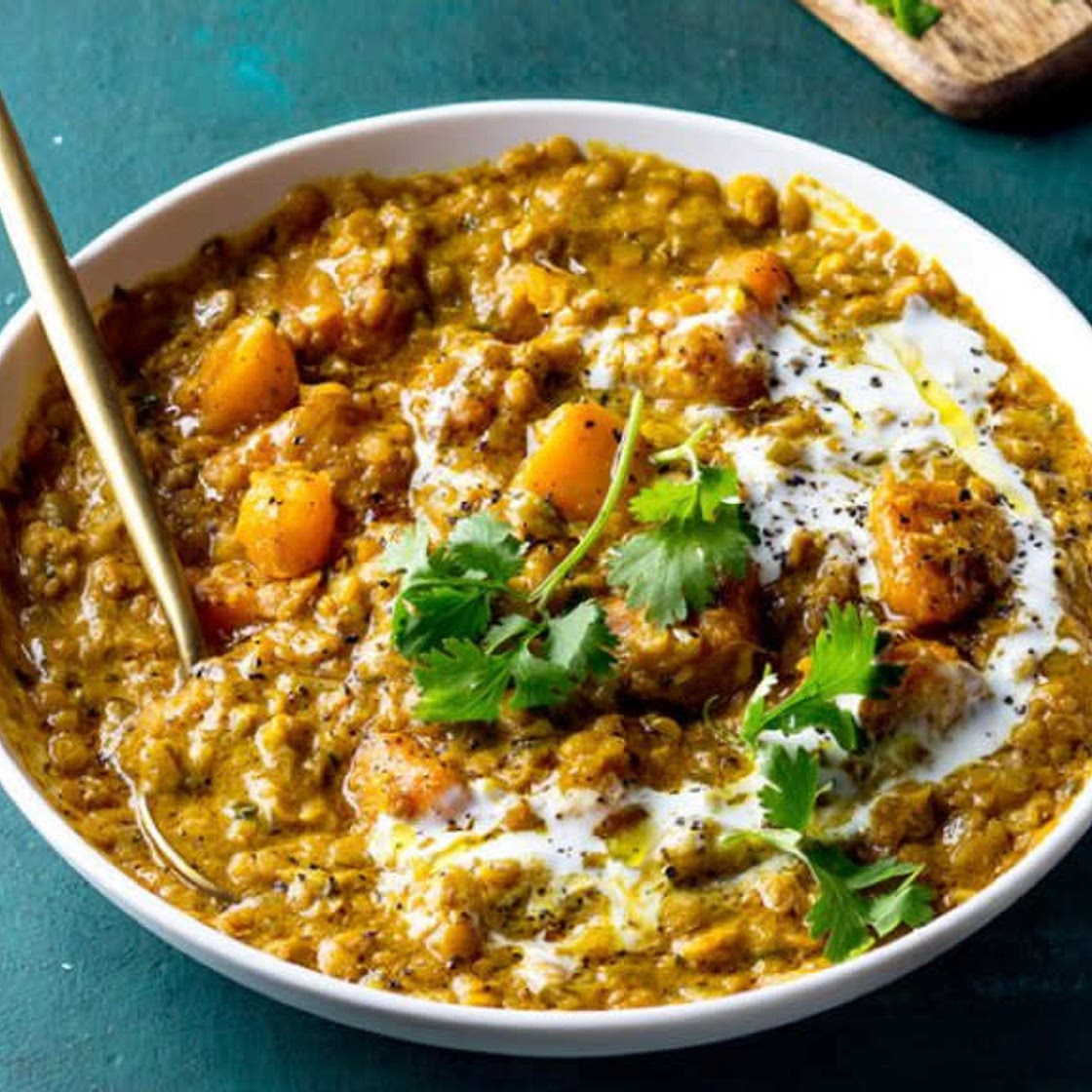 Pumpkin and lentil curry