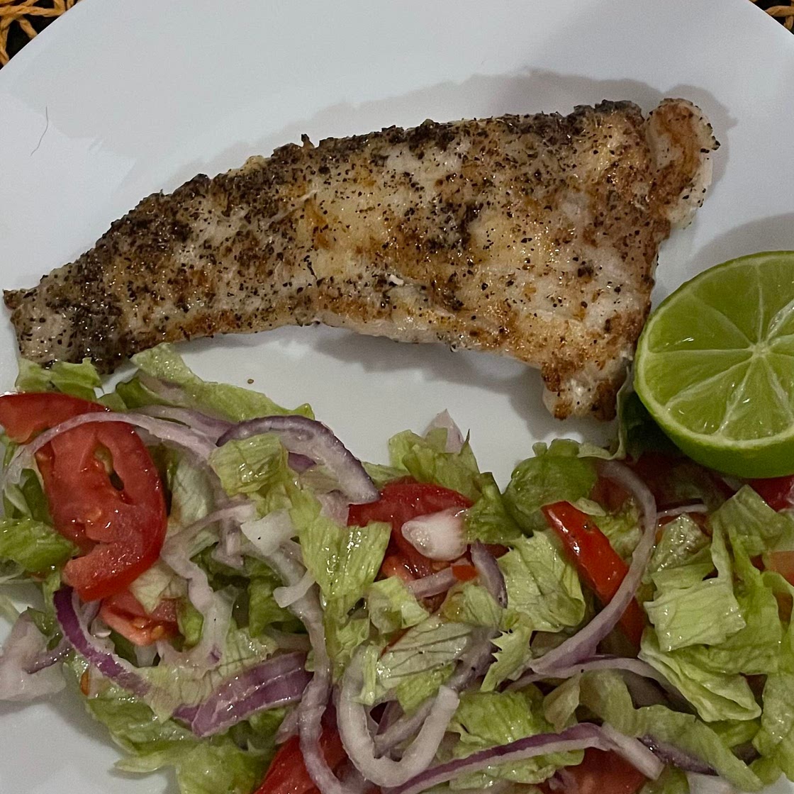 Fish and garden salad