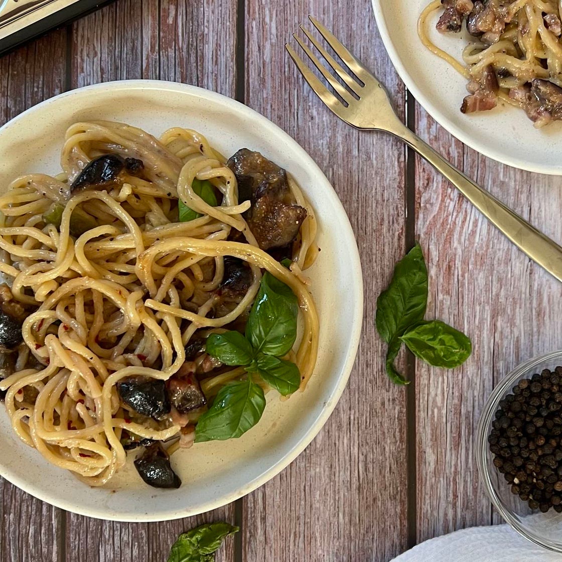 Cacio E Pepe with Bacon and Figs