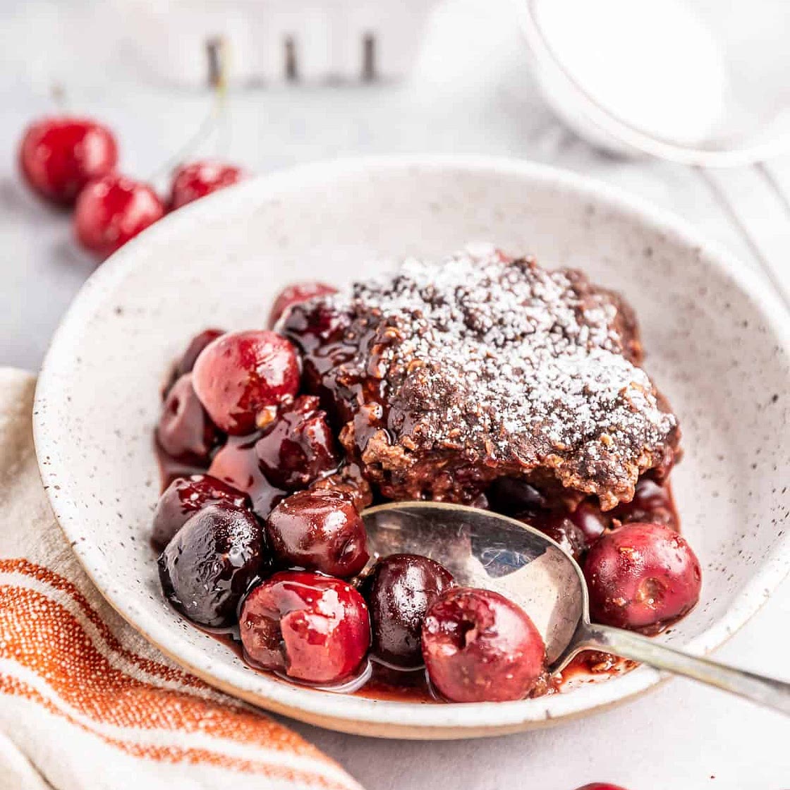 Gluten Free Cherry Cobbler (with a Chocolate Oatmeal Topping)