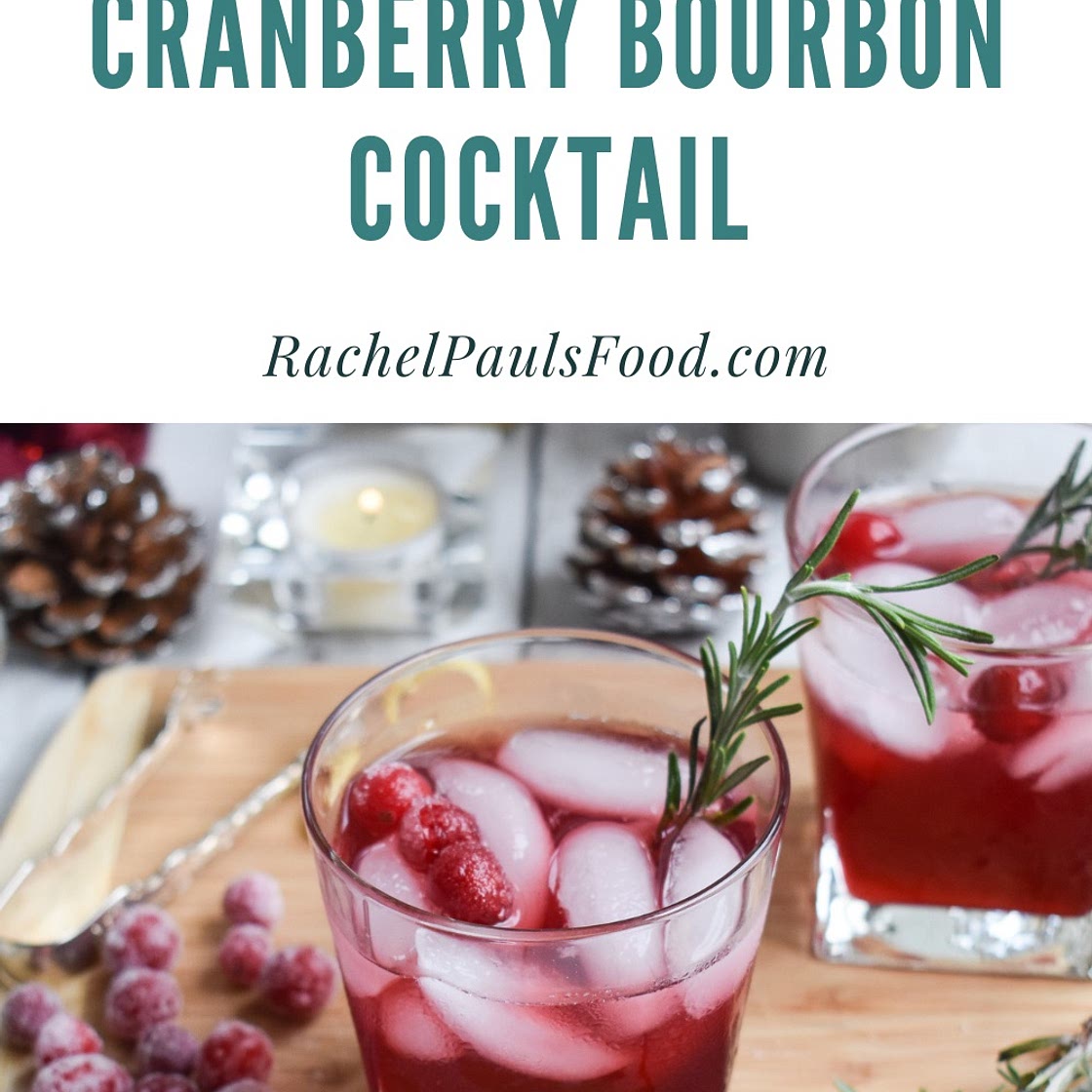 Low-FODMAP Cranberry Bourbon Cocktail with Rosemary Syrup and Sugared Cranberries; Gluten-free, Vegan