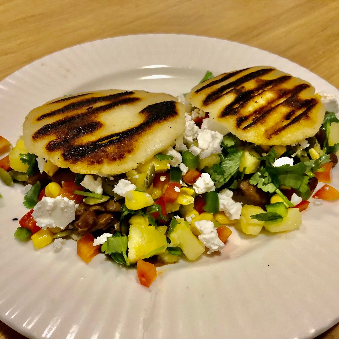 35. Arepas with Black Beans and Pineapple Salsa