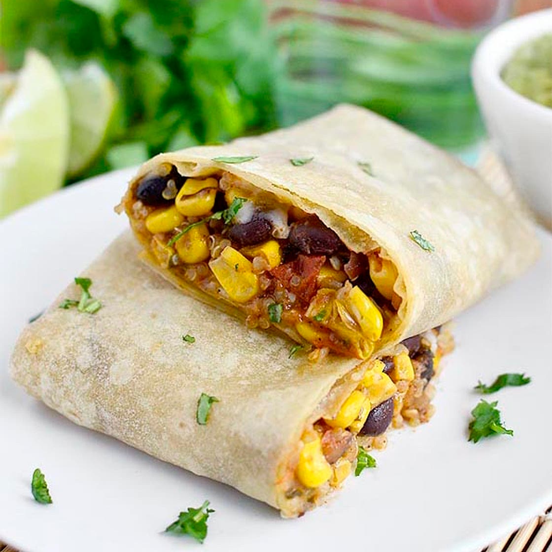 Black Bean, Sweet Corn, and Tomato Quinoa Burritos - Iowa Girl E