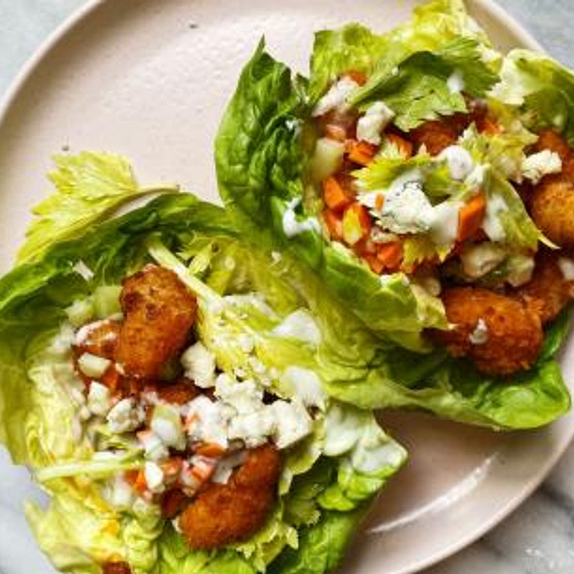 Buffalo Shrimp Lettuce Wraps