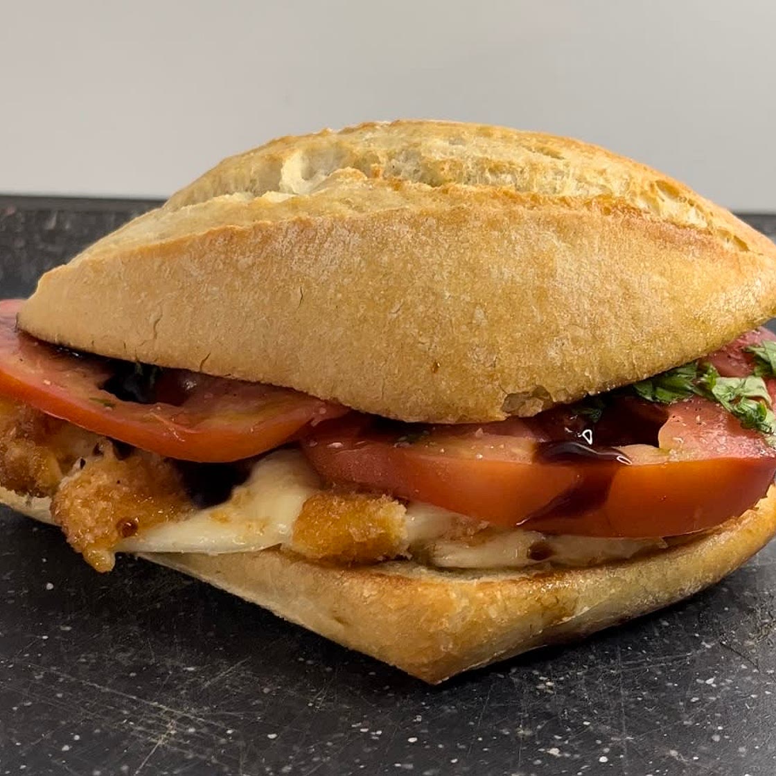 Fried tomato mozzarella sandwich