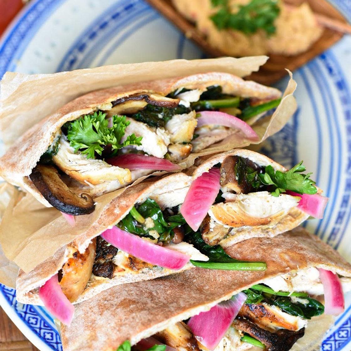 Chicken Pita Sandwich With Truffle Aioli & Hummus