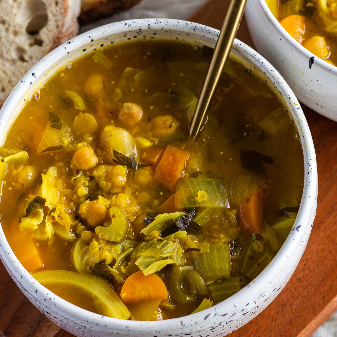 Vegan Cabbage Soup with Miso and Farro