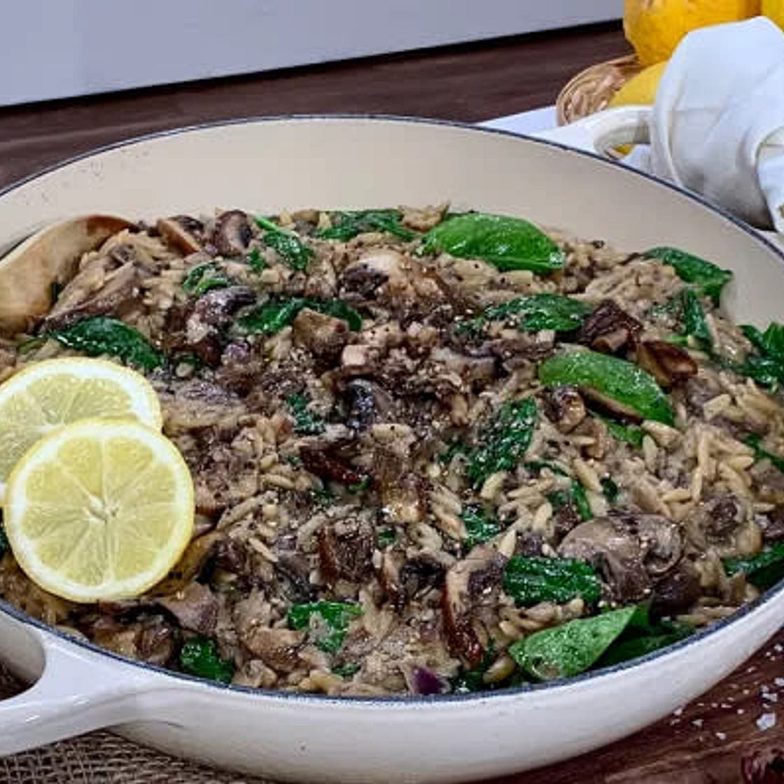 Creamy mushroom orzo
