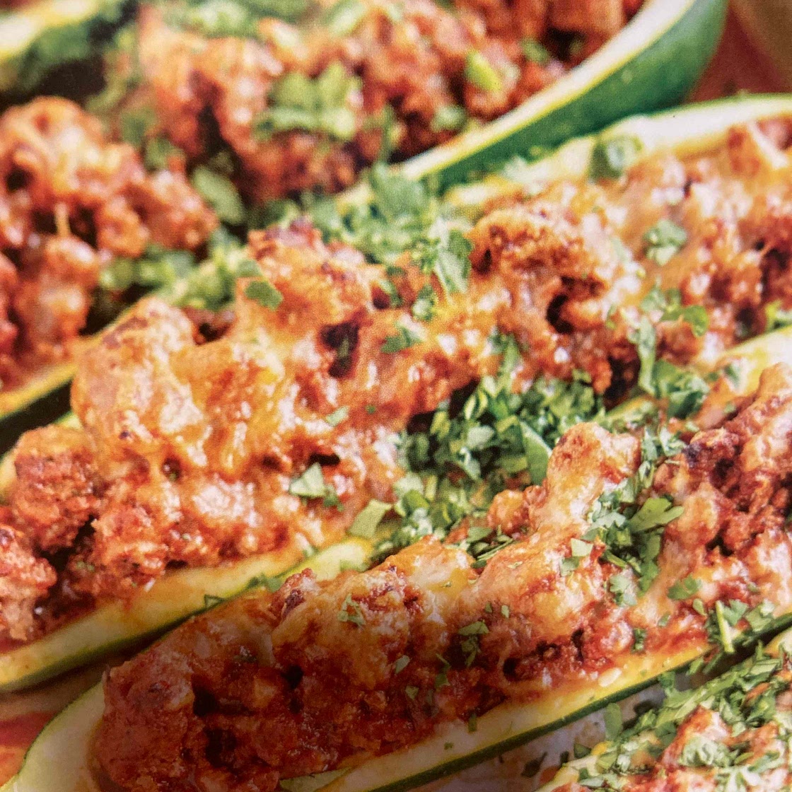 Enchilada stuffed zucchini boats