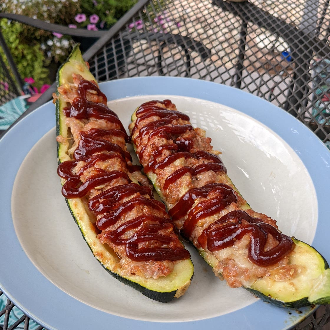 BBQ Pork Zucchini Boats
