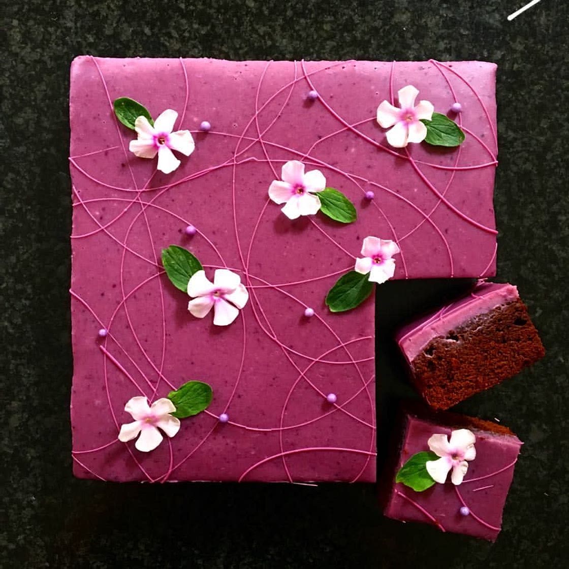 chocolate brownies with blackberry ganache