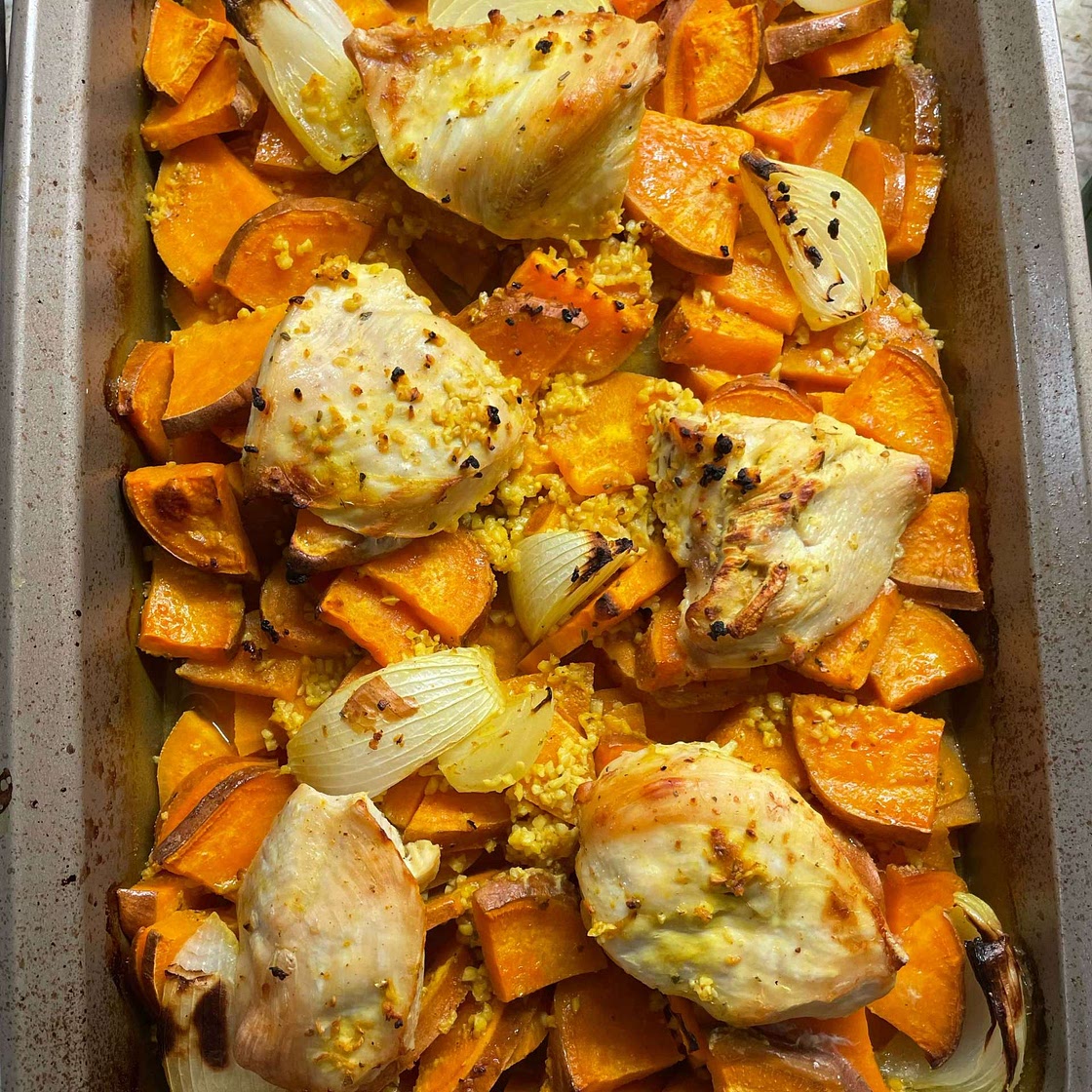 Healthy Lemon Chicken and Sweet Potatoes