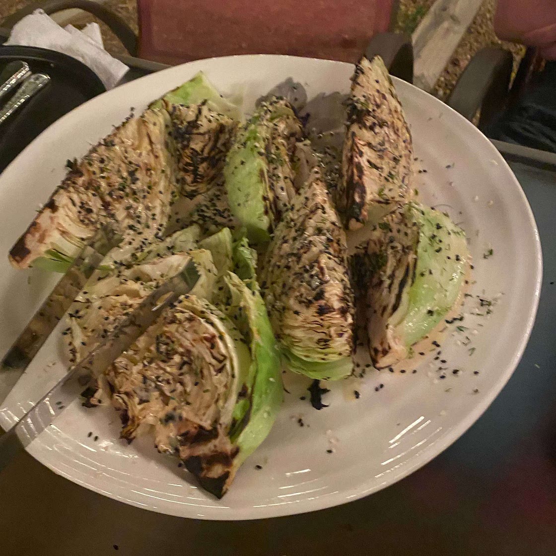 Tahini-Smothered Charred Cabbage