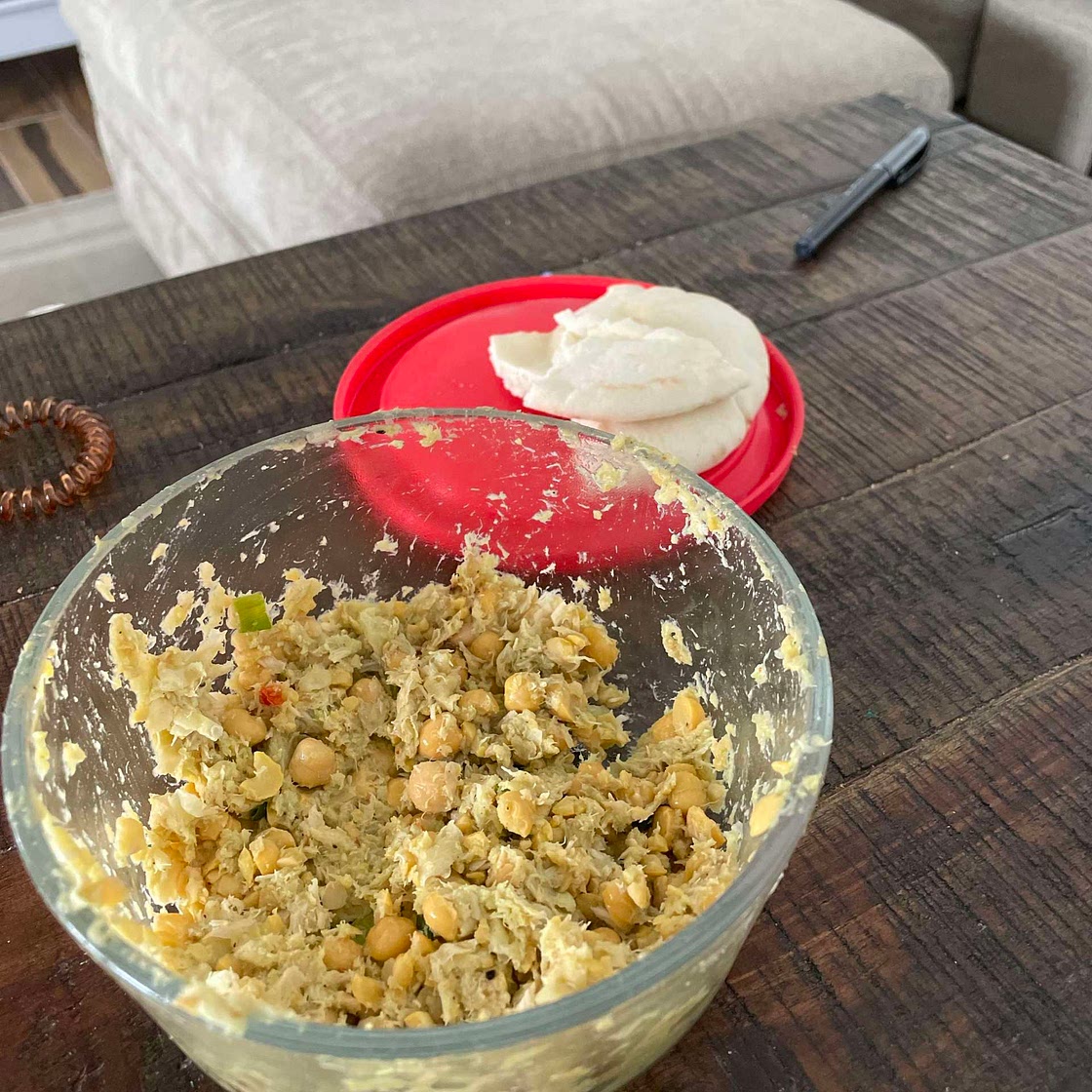Chickpea, Tuna, Guacamole Salad