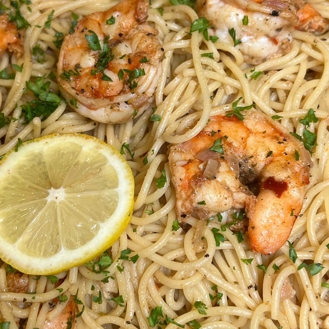Italian Lemon Pepper Shrimp Pasta