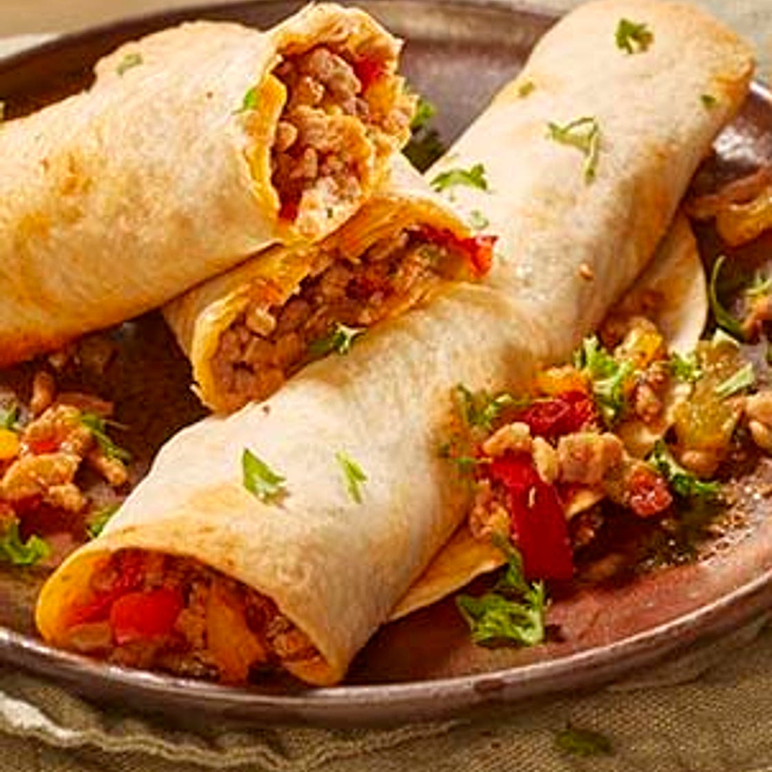Wraps aux poivrons et à la viande de pita