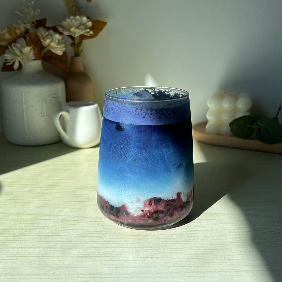 Blue earl grey matcha with blueberry