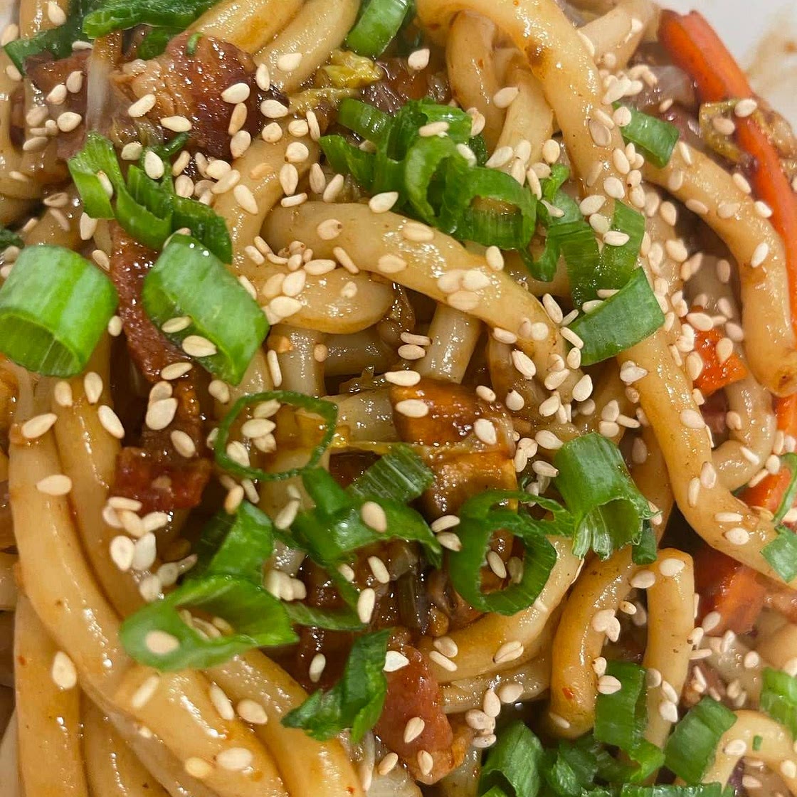 Bacon Udon Noodles