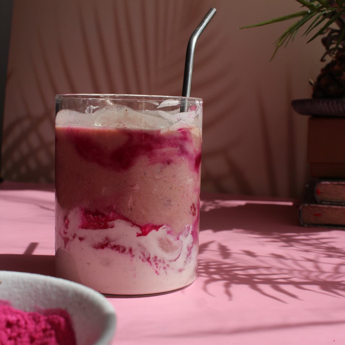 “Barbies Dream Pink Smoothie” Recipe with Dragon Fruit, Banana and Coconut Whip