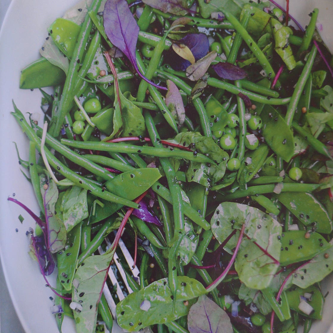 Salade de haricots et pois aux graines de moutarde et à l'estragon