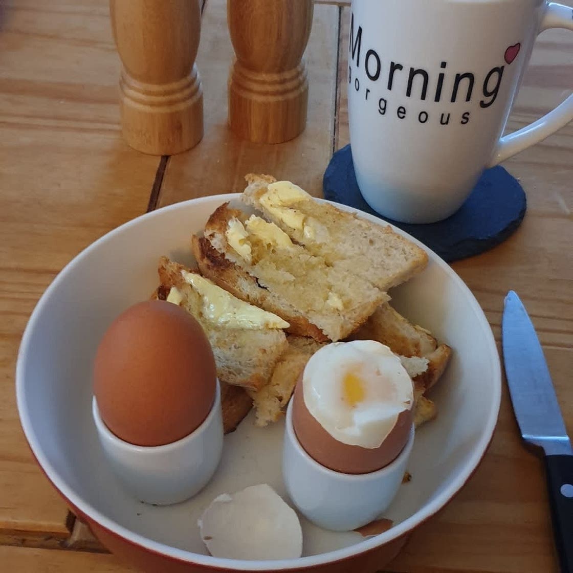 Boiled eggs and soldiers