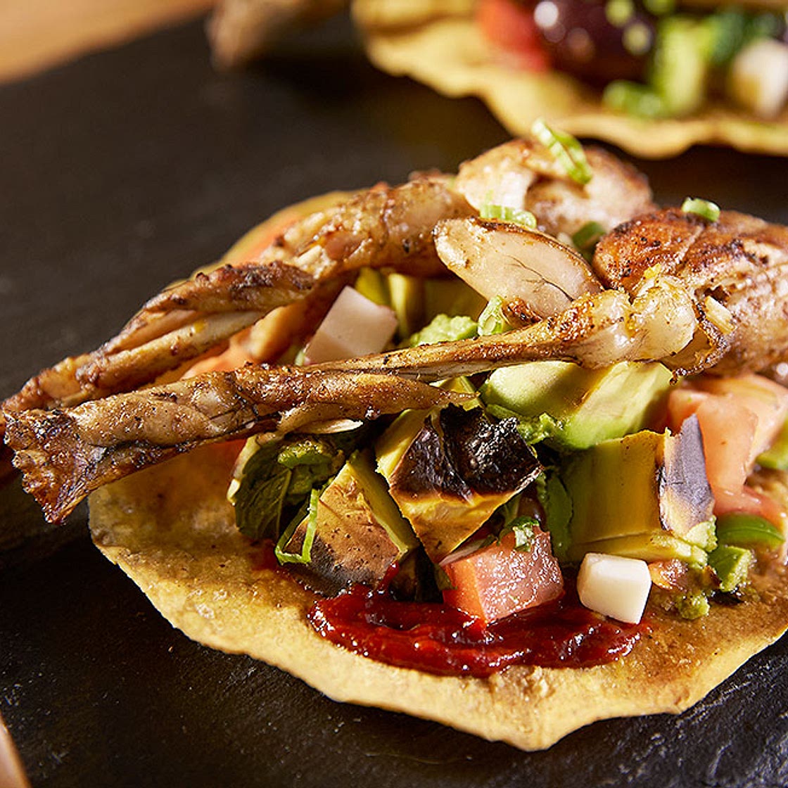 Grilled Frog Legs Tostadas