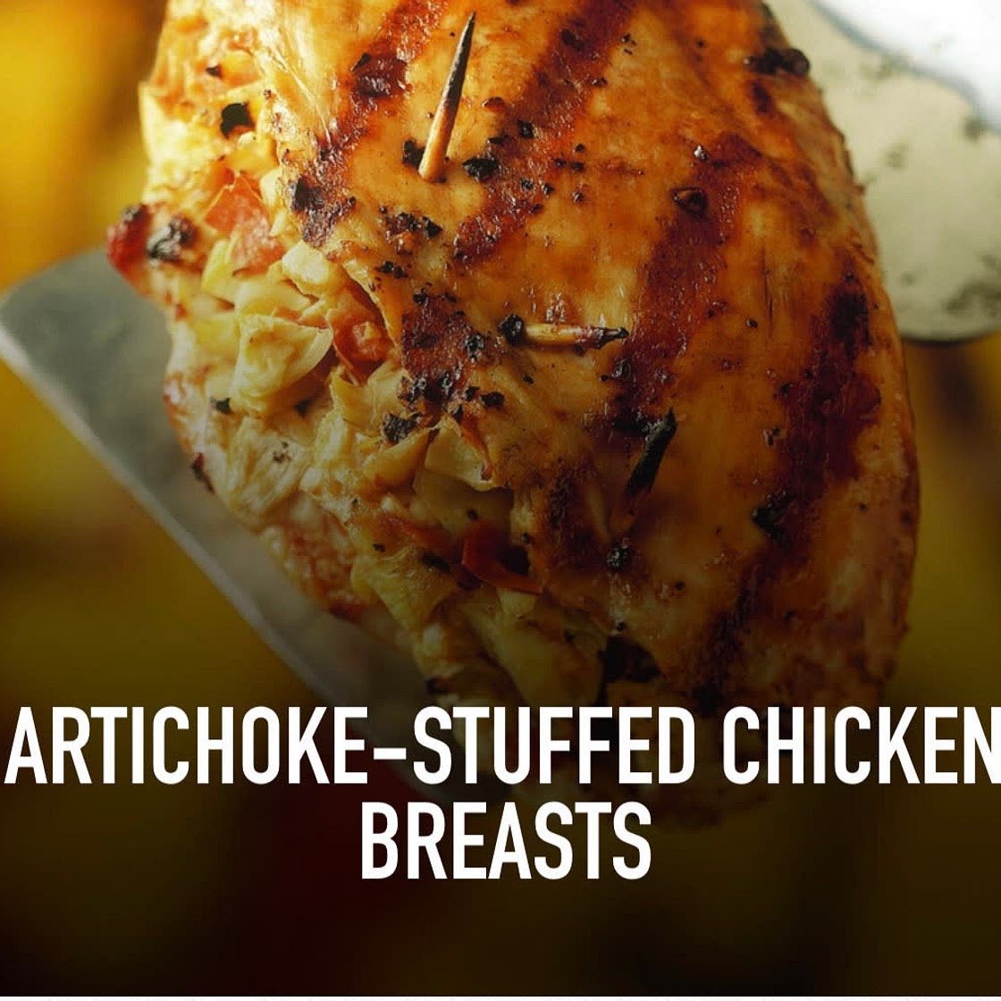Artichoke stuffed chicken breasts
