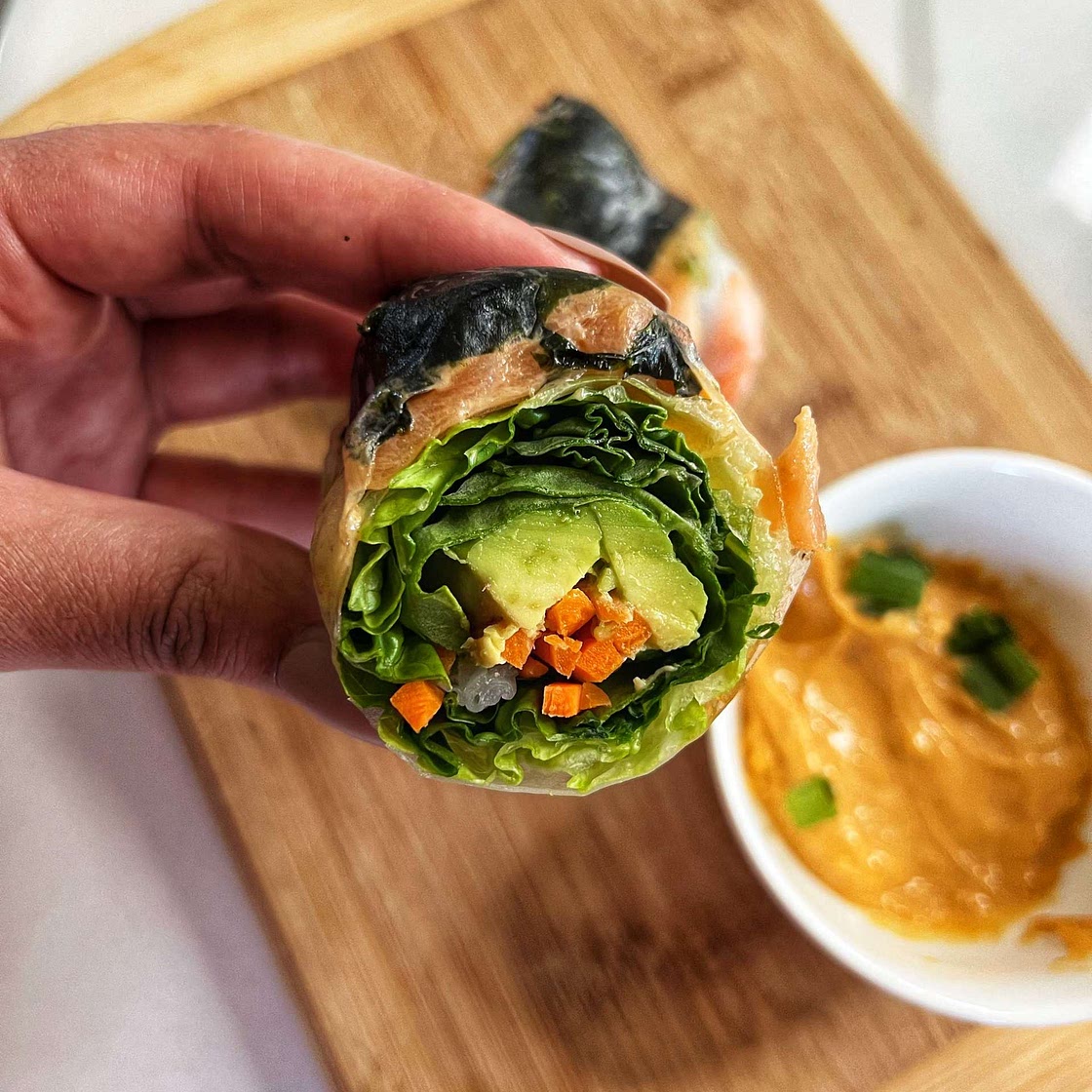 Spicy Mayo Salmon Springrolls — Angiela Eats 