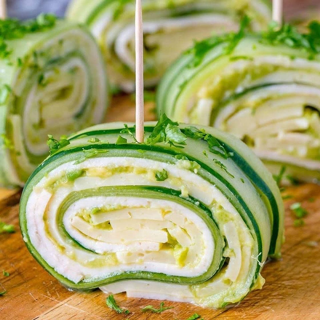 Turkey and Cheese Cucumber Rolls