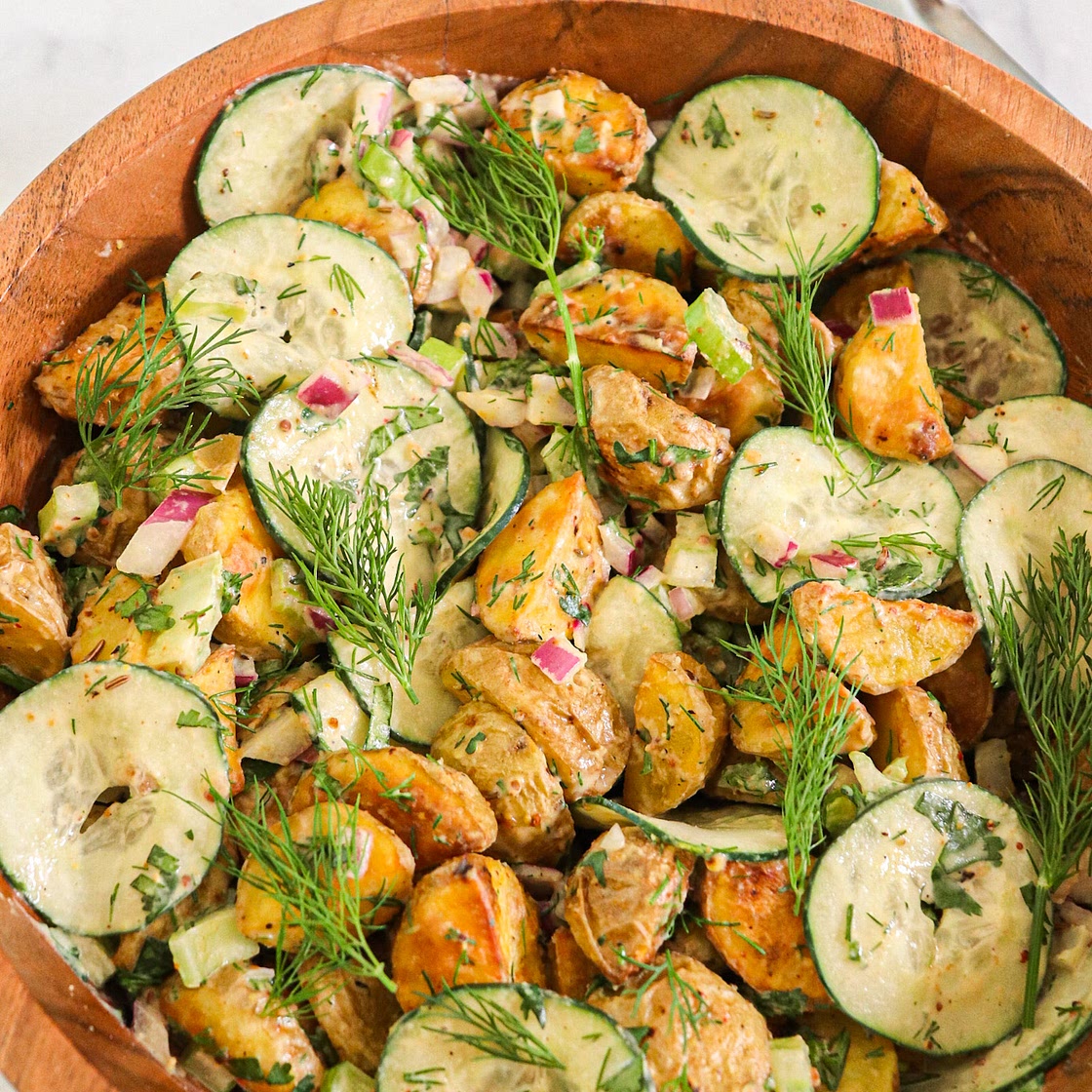 Roasted Potato Salad with Creamy Maple Mustard Dressing