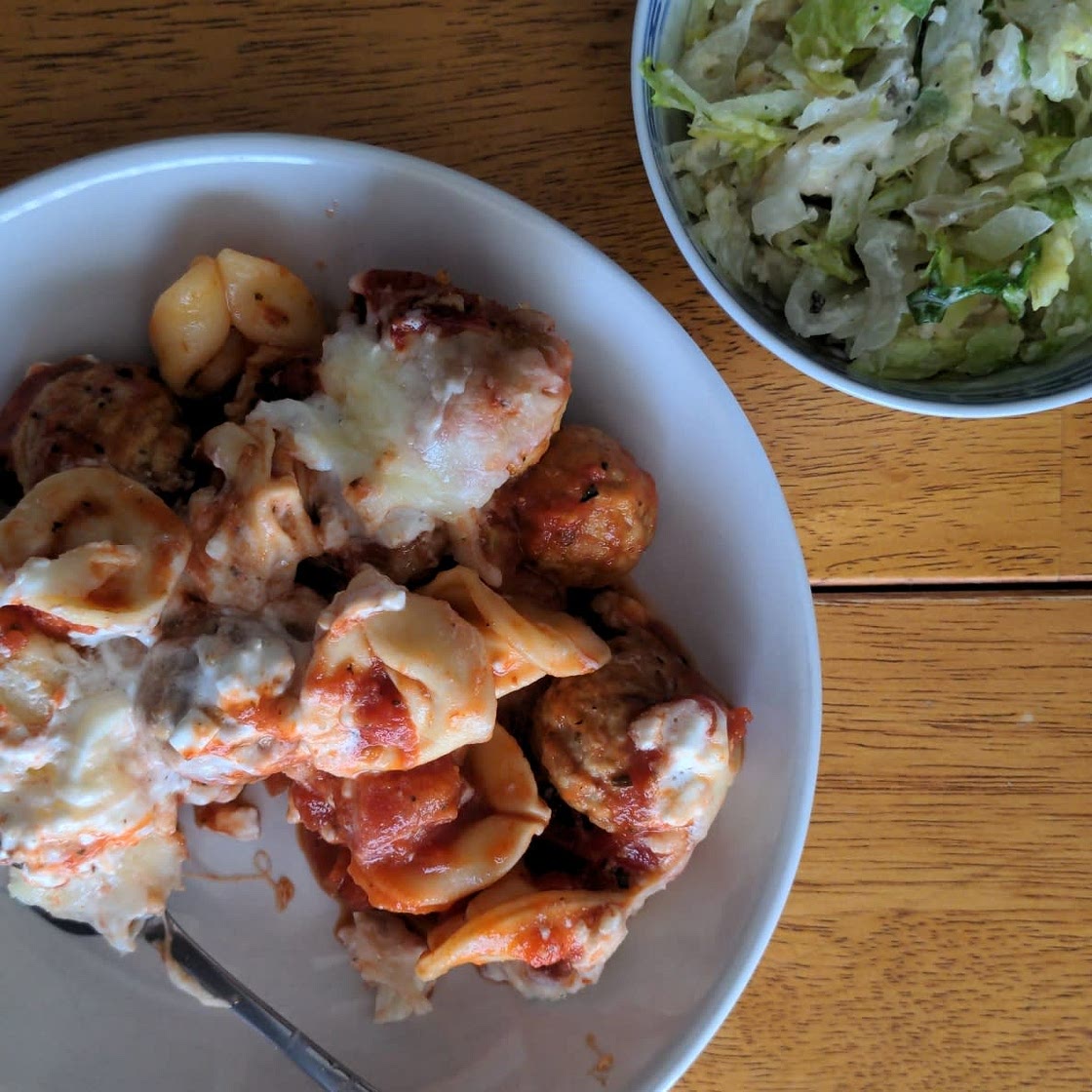 Easy Baked Tortellini and Meatballs