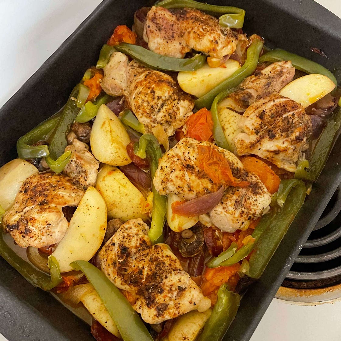 Spanish-style chicken bake