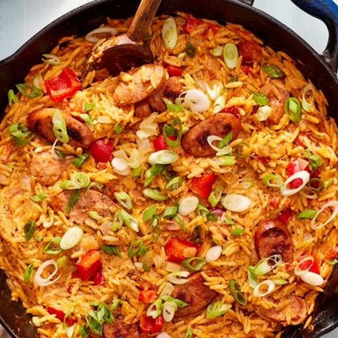 One pan Cajun orzo with sausage
