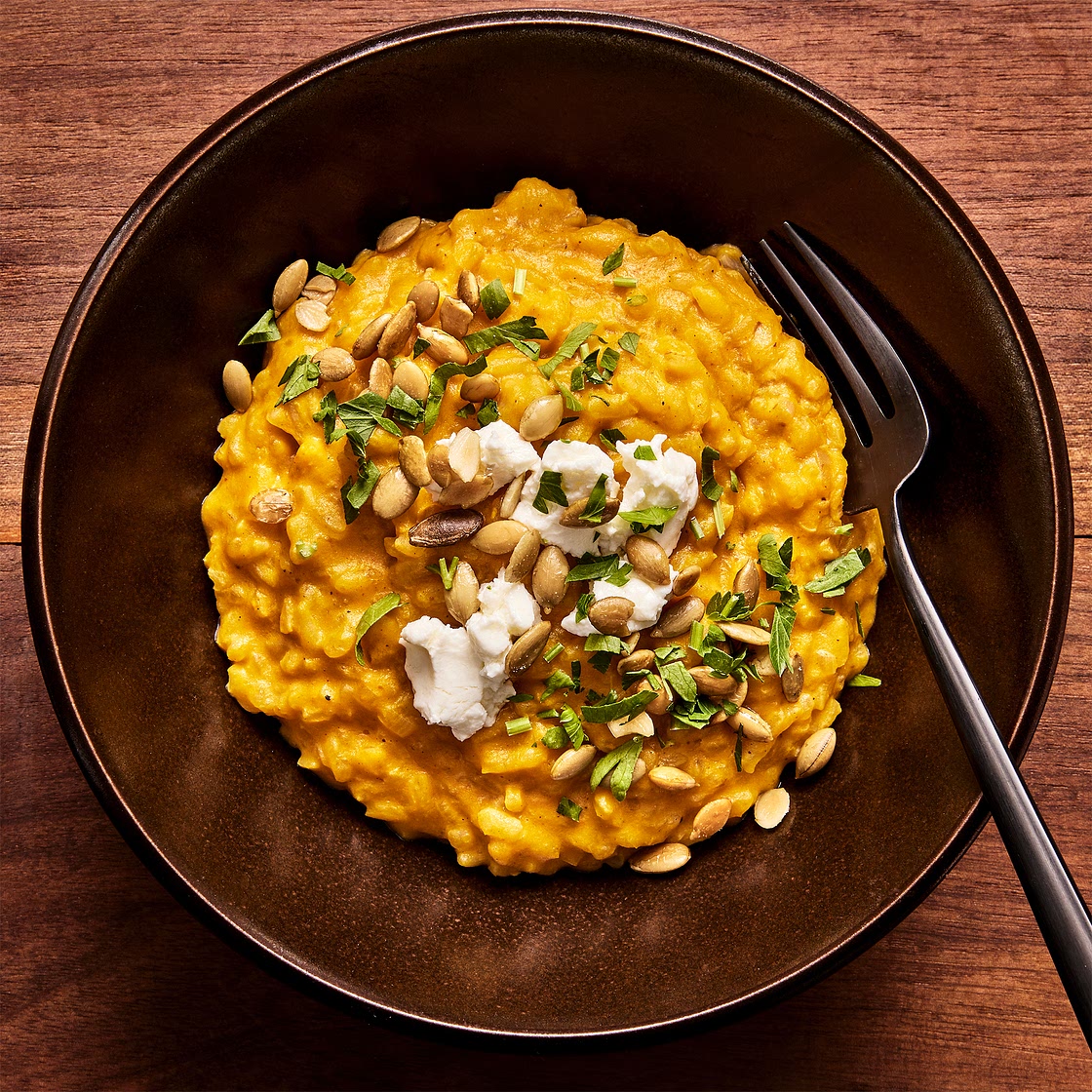 Pumpkin Risotto with Goat Cheese