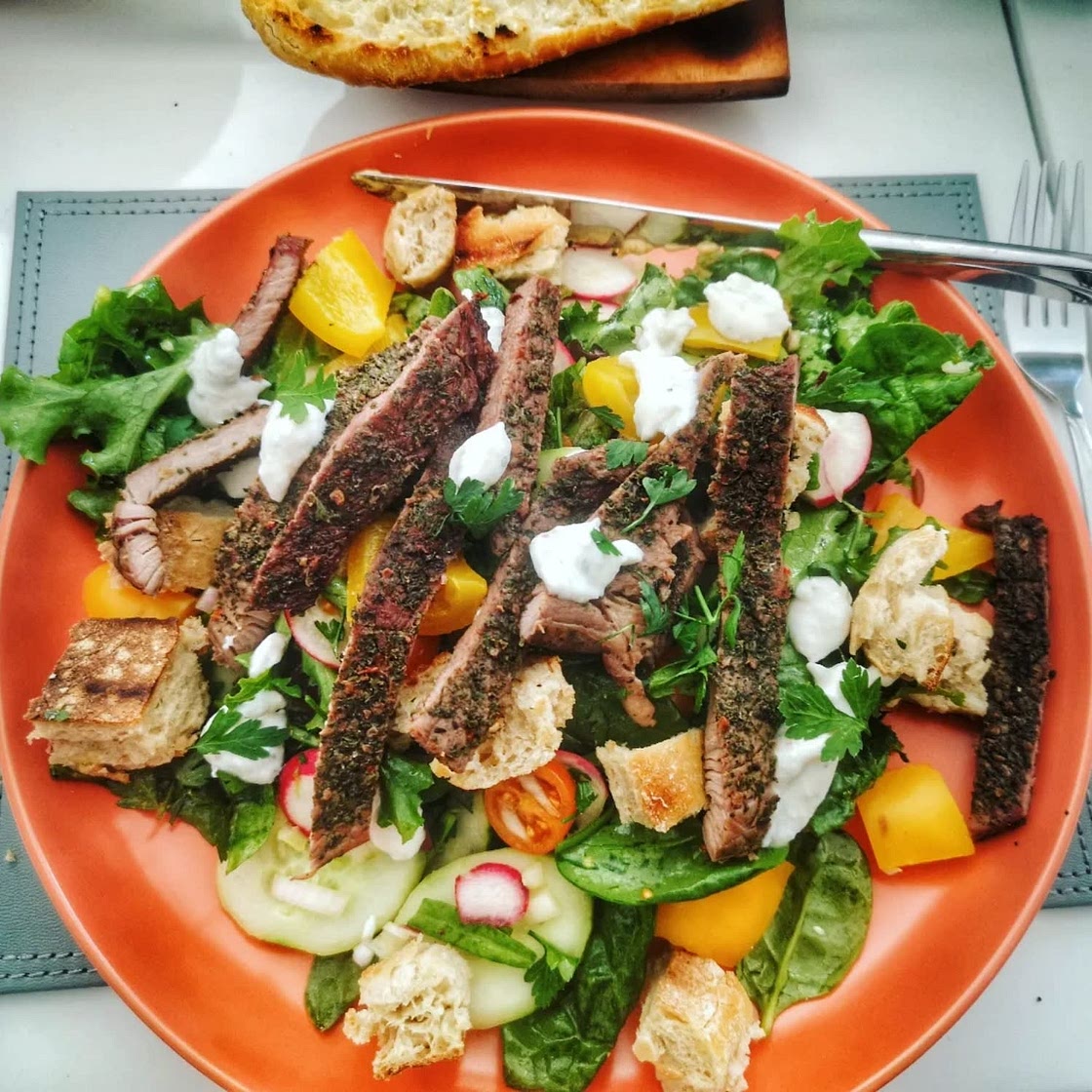 Quick and Refreshing Bruschetta and Burrata Steak Salad