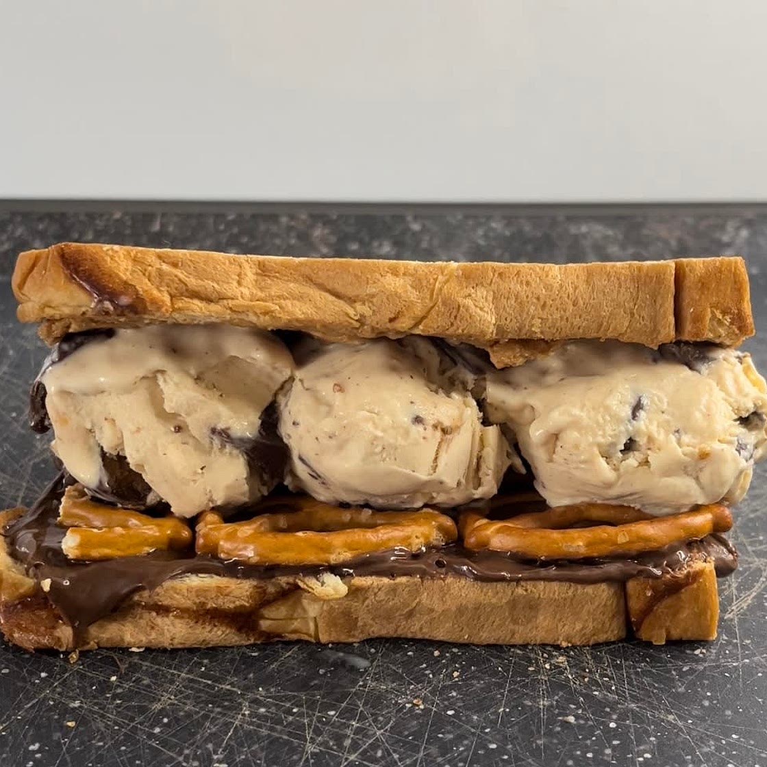 Crunchy chocolate peanut butter sandwich