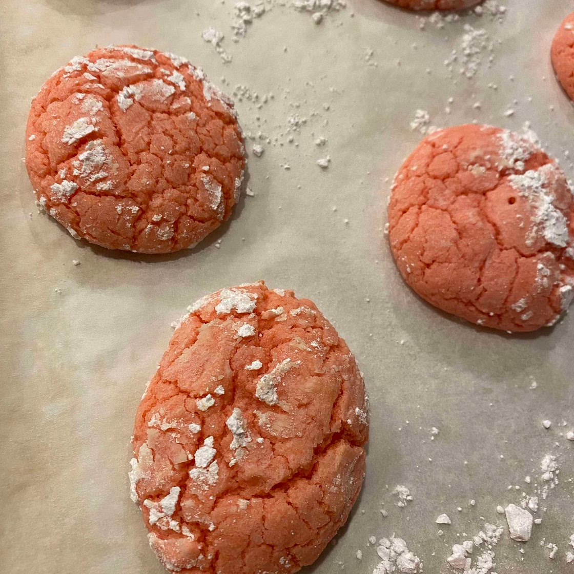 Strawberry Crinkle Cake Mix Cookies