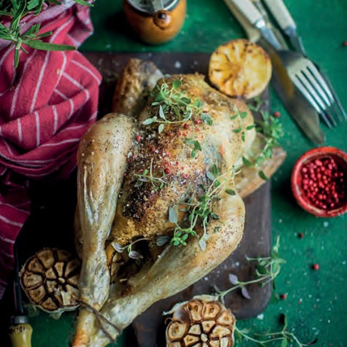 Roasted whole chicken