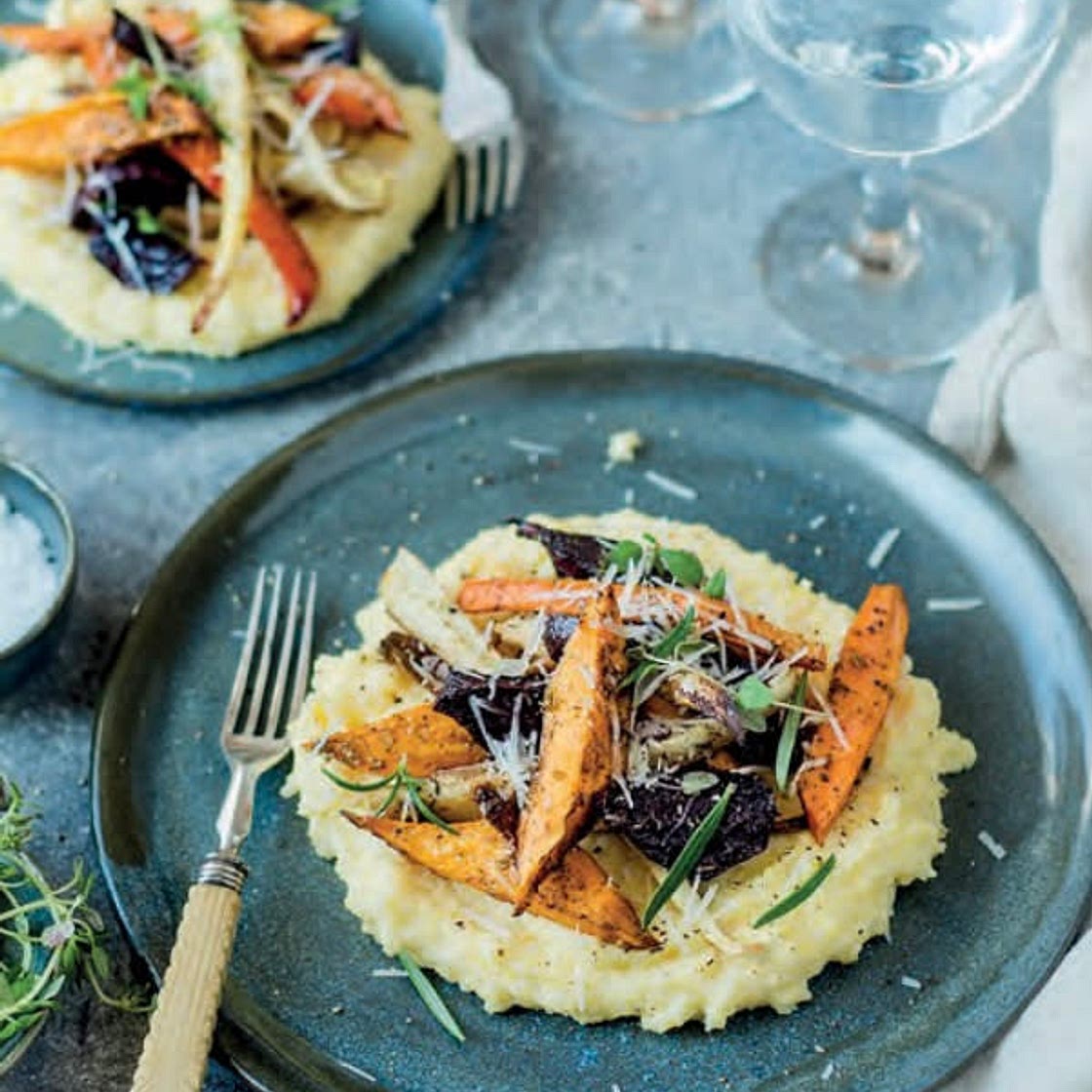Baked polenta with roasted vegetables